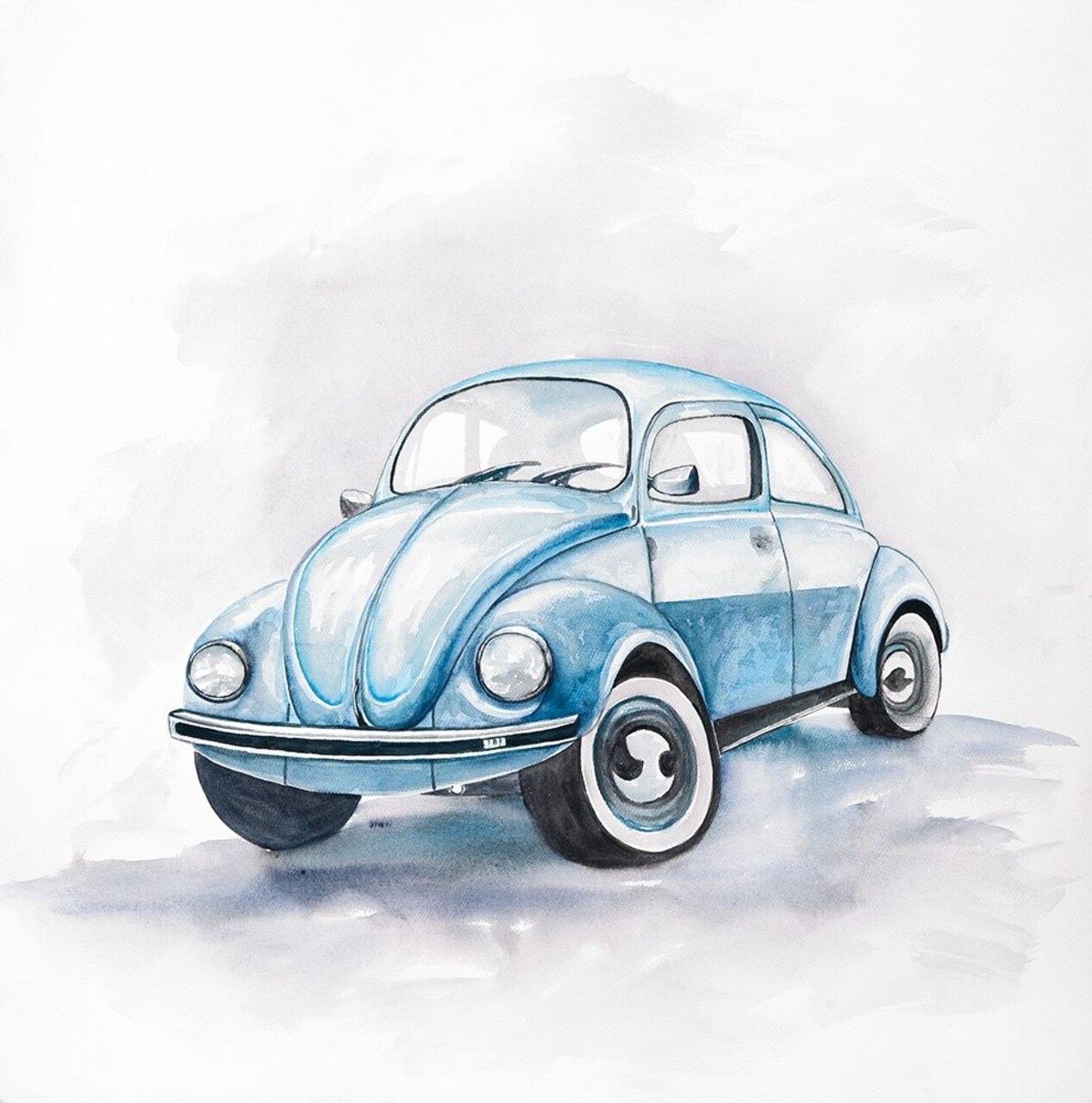 Beetle Blue Car Poster Print by Atelier B Art Studio - Item # VARPDXBEGTRA52